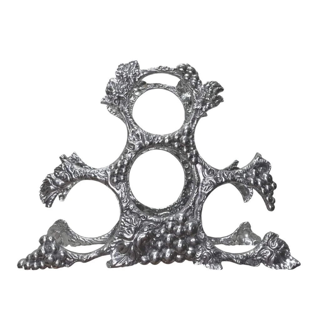 2004 ARTHUR COURT Cast Aluminum Grapes 6 WINE BOTTLE Rack Holder Retired‎ 11.5